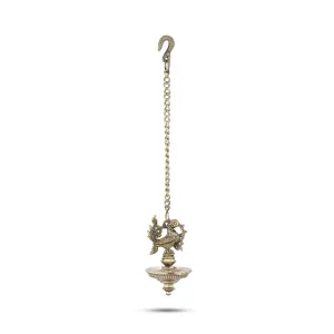 Hanging Lamp - 6 x 3.5 Inches | Annam Design Hanging Diya/ One Face Brass Hanging Vilakku with Chain for Pooja