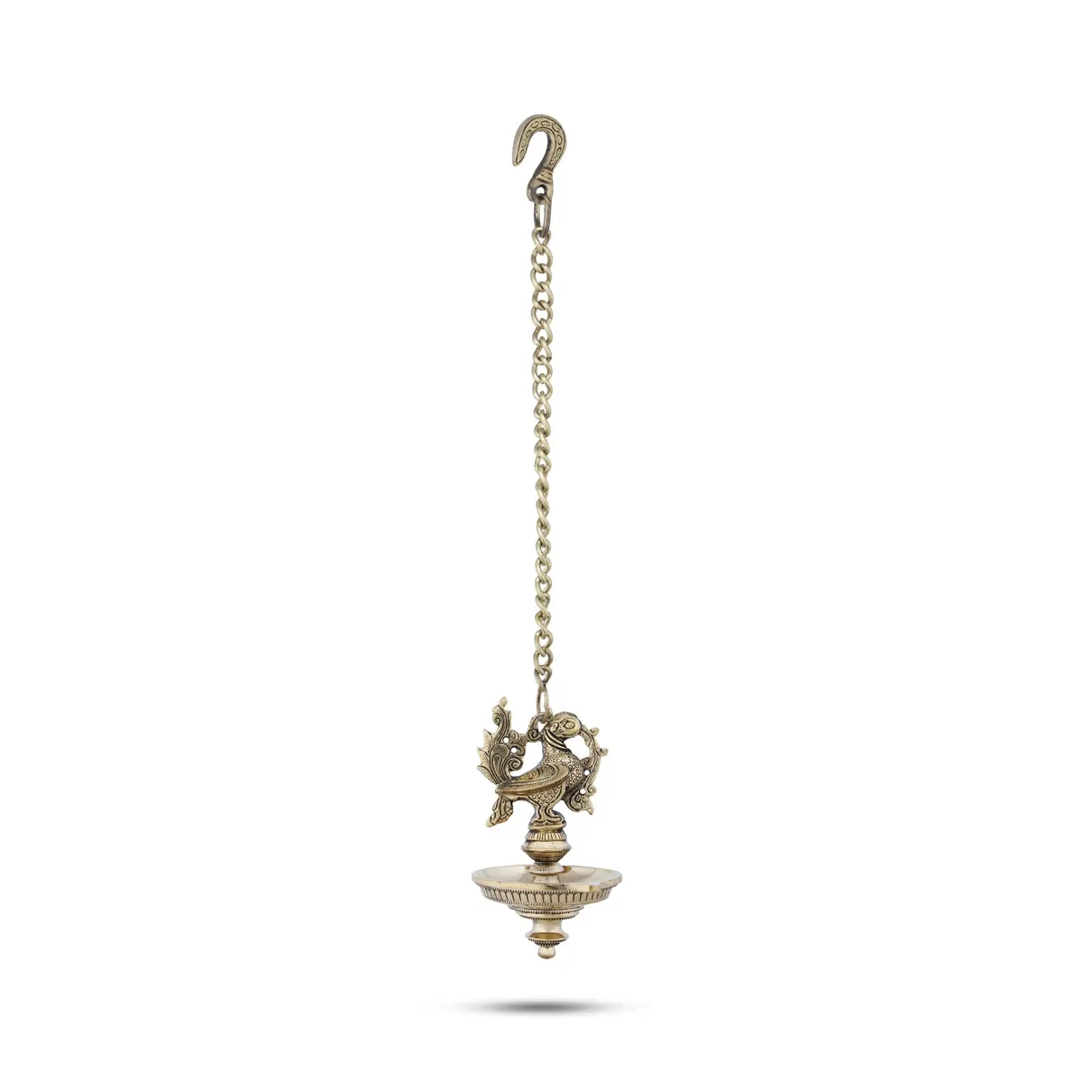 Hanging Lamp - 6 x 3.5 Inches | Annam Design Hanging Diya/ One Face Brass Hanging Vilakku with Chain for Pooja