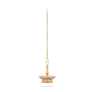 Hanging Lamp With Chain - 4.5 x 4 Inches | Latkhan Vilakku/ Brass Deep for Pooja/ 520 Gms Approx