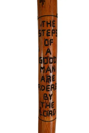 Hardwood Walking Stick, Bible Verse Carving, Christian Staff for Men, Hiking Stick