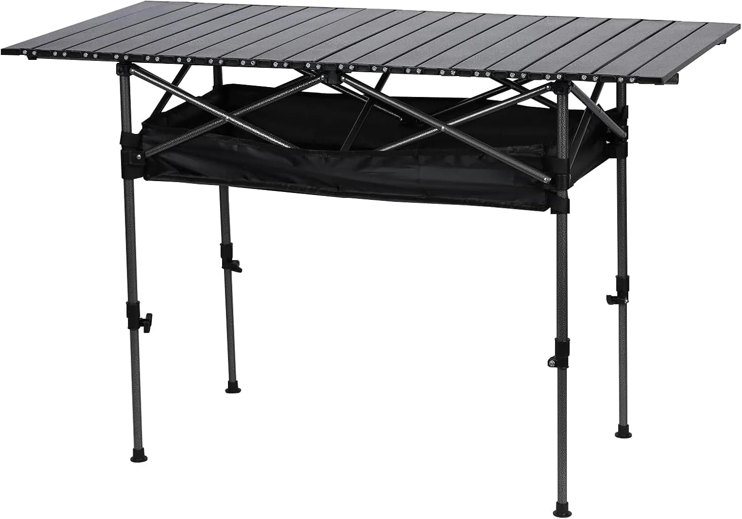 hatleues Folding Camping Table Adjustable Height Portable Camping Table with Storage Bag, Roll-up Folding Table for Outdoor Picnic Beach Backyards BBQ 47" L x 26" W