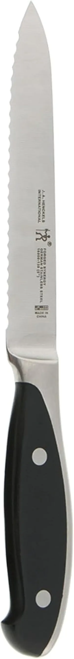 HENCKELS Forged Synergy Serrated Utility Knife, 5-inch, Black/Stainless Steel
