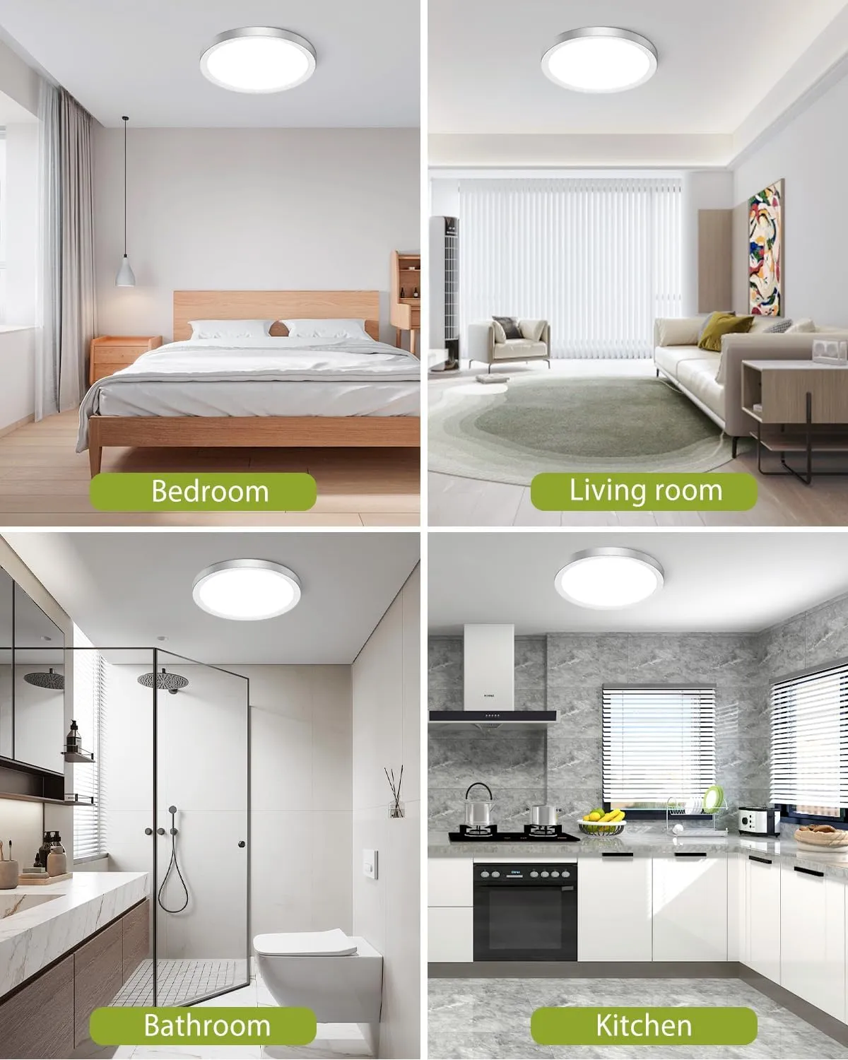 hepside 1PACK Flush Mount LED Ceiling Light Fixture Brushed Nickel, 12Inch 28W, Dimmable 3000K-4500K-6000K 3 Color Selectable Ceiling Lamp 3200LM Low Profile Ceiling Light for Kitchen Bedroom Hallway