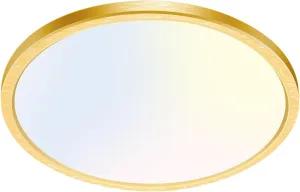 hepside 1PACK Flush Mount LED Ceiling Light Fixture Golden, 12Inch 28W, Dimmable 3000K-4500K-6000K 3 Color Selectable Ceiling Lamp 3200LM Low Profile Ceiling Light for Kitchen Bedroom Hallway