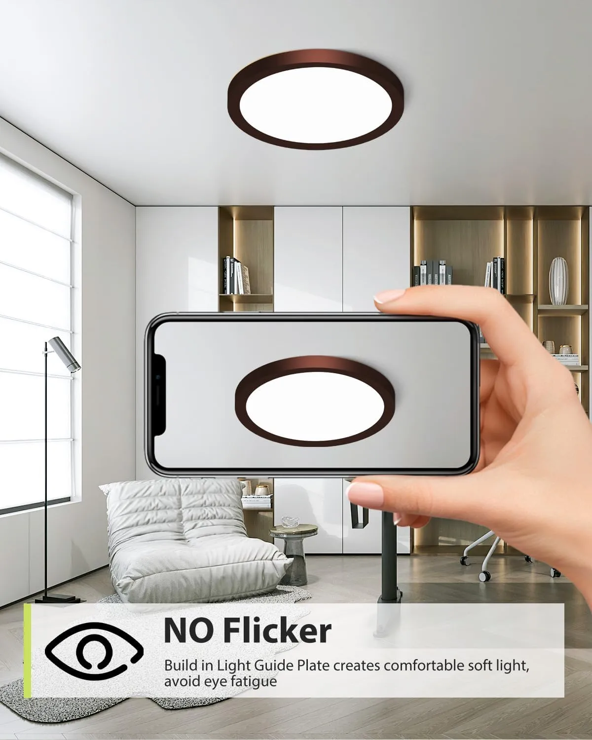 hepside 2PACK Flush Mount LED Ceiling Light Fixture Oil Rubbed Bronze, 12Inch 28W, Dimmable 3000K-4500K-6000K 3 Color Ceiling Lamp 3200LM Low Profile Ceiling Light for Kitchen Bedroom Hallway