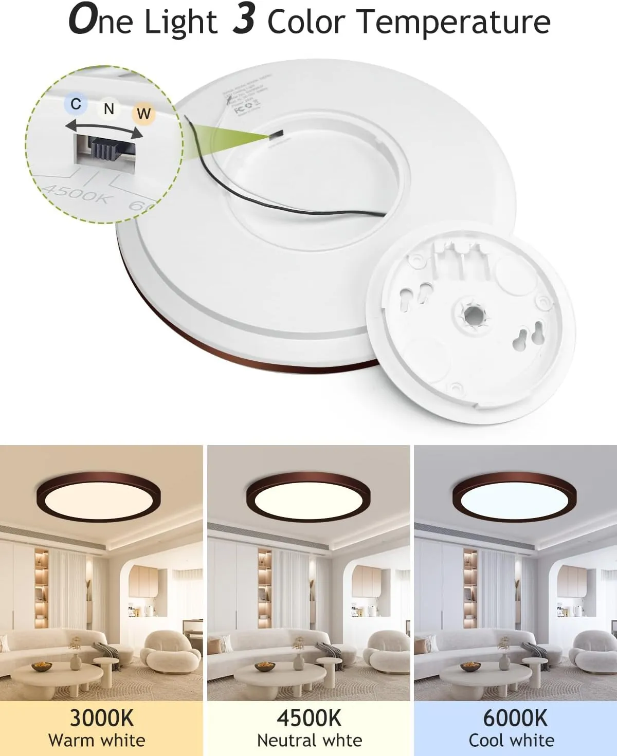 hepside 2PACK Flush Mount LED Ceiling Light Fixture Oil Rubbed Bronze, 12Inch 28W, Dimmable 3000K-4500K-6000K 3 Color Ceiling Lamp 3200LM Low Profile Ceiling Light for Kitchen Bedroom Hallway