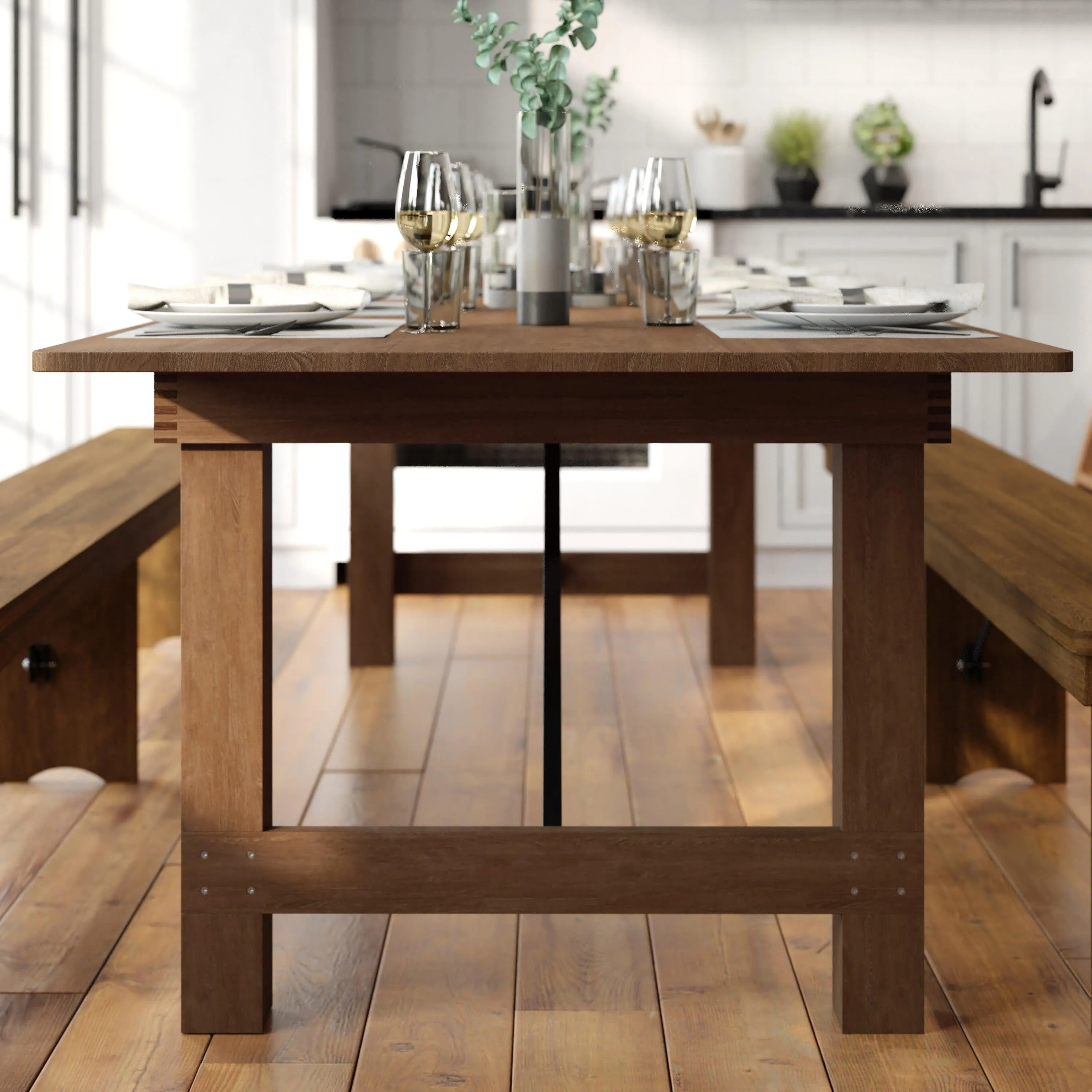 HERCULES Series 9' x 40" Rectangular Solid Pine Folding Farm Table