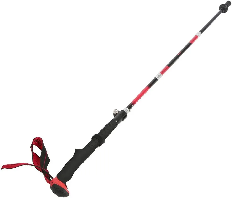 Hiking Poles Collapsible 5-Sections Trekking Hiking Poles Carbon Fiber Walking Stick Alpenstock Anti-Shock Man Red