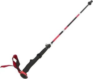 Hiking Poles Collapsible 5-Sections Trekking Hiking Poles Carbon Fiber Walking Stick Alpenstock Anti-Shock Man Red
