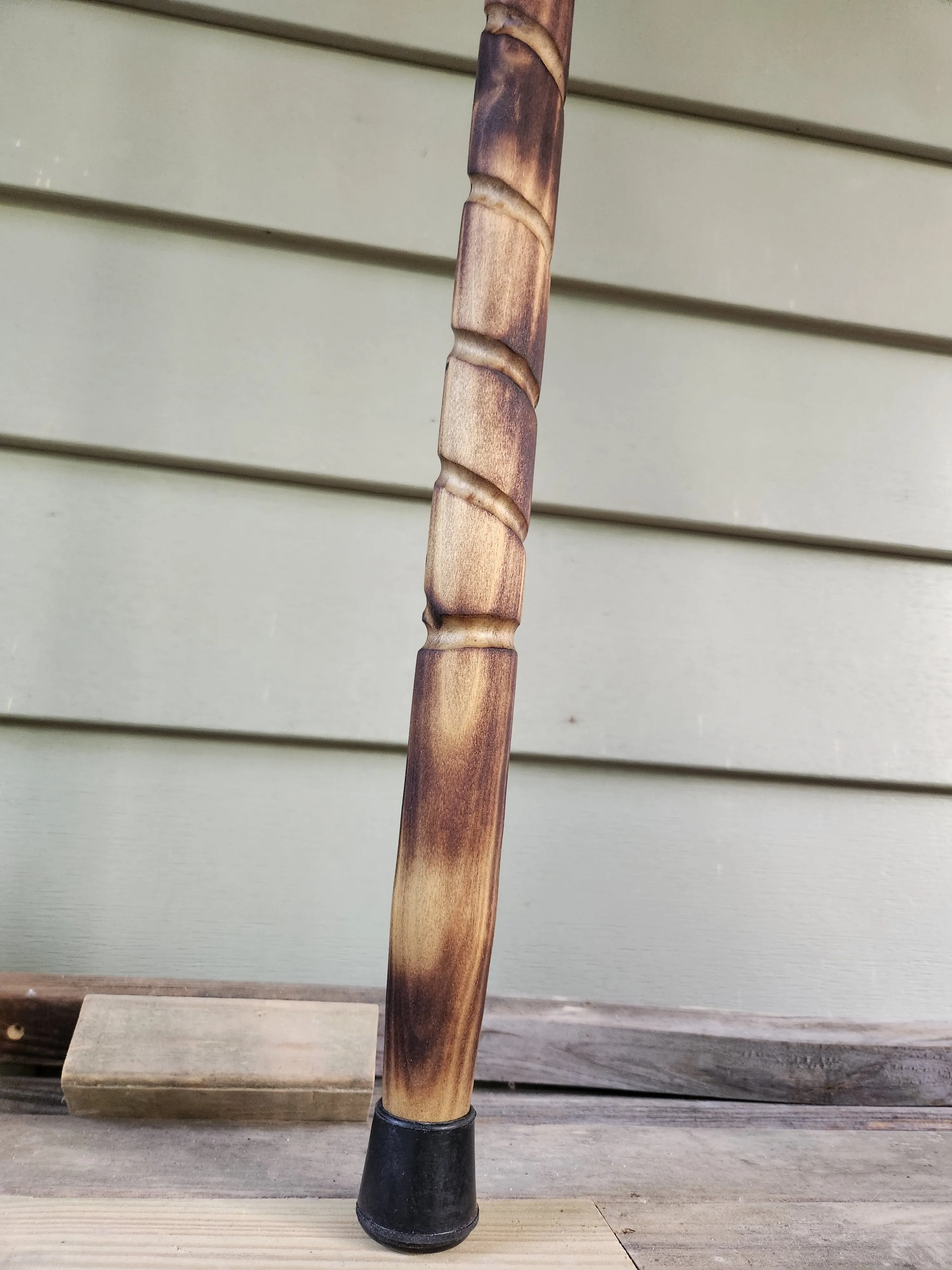 Hiking Stick Spiral Design Shou Sugi Ban and Tung oil