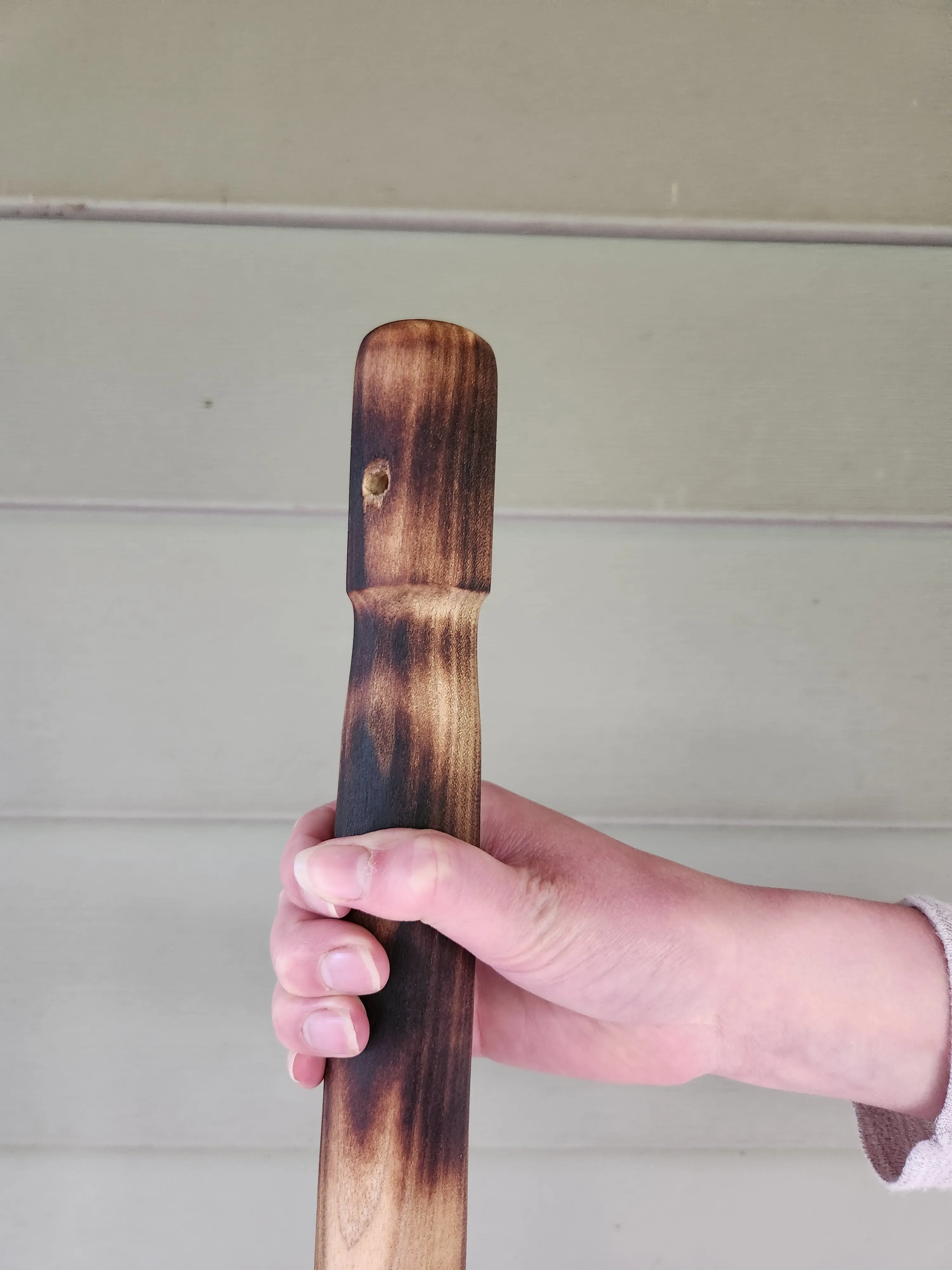Hiking Stick Spiral Design Shou Sugi Ban and Tung oil