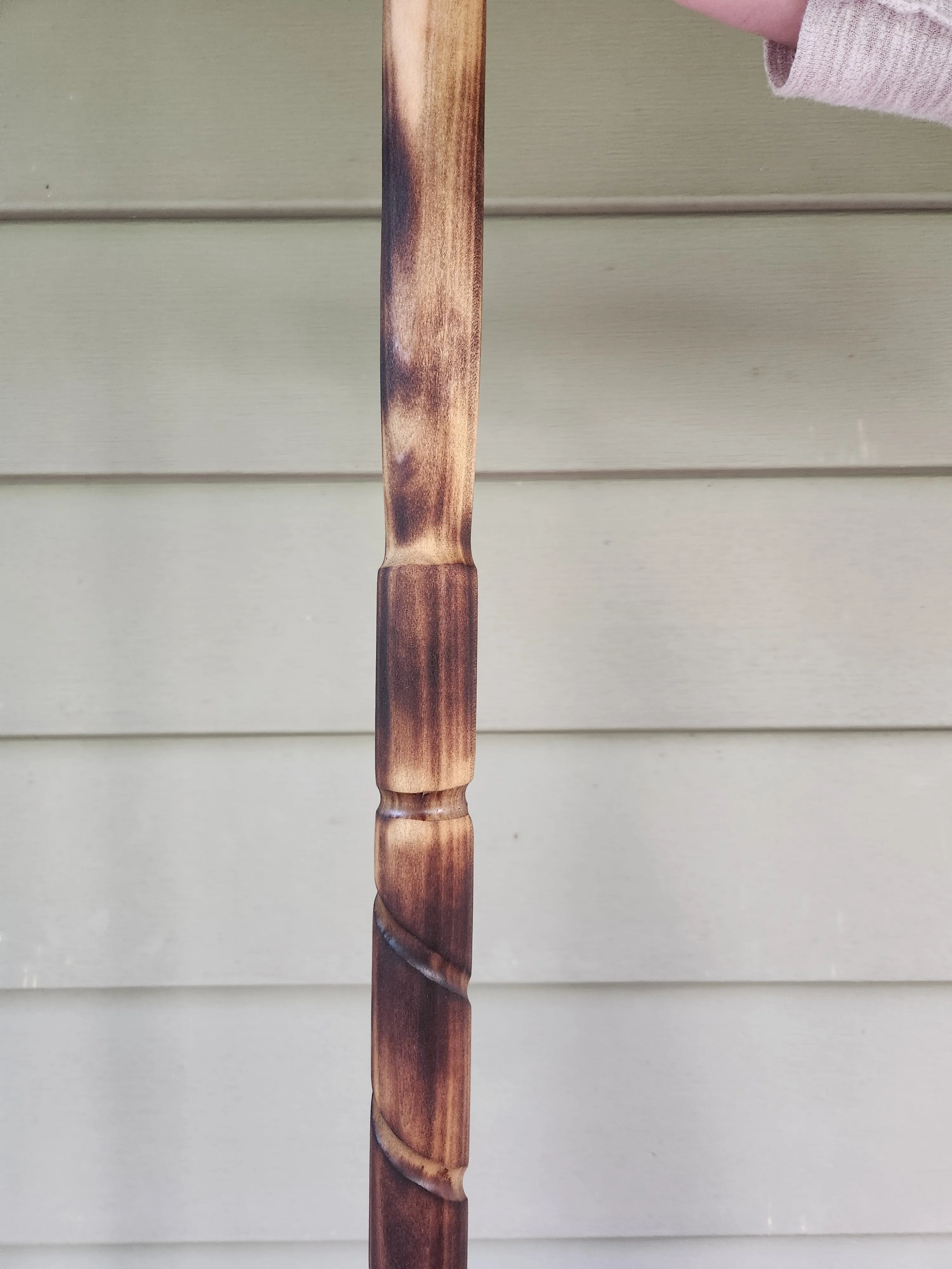 Hiking Stick Spiral Design Shou Sugi Ban and Tung oil