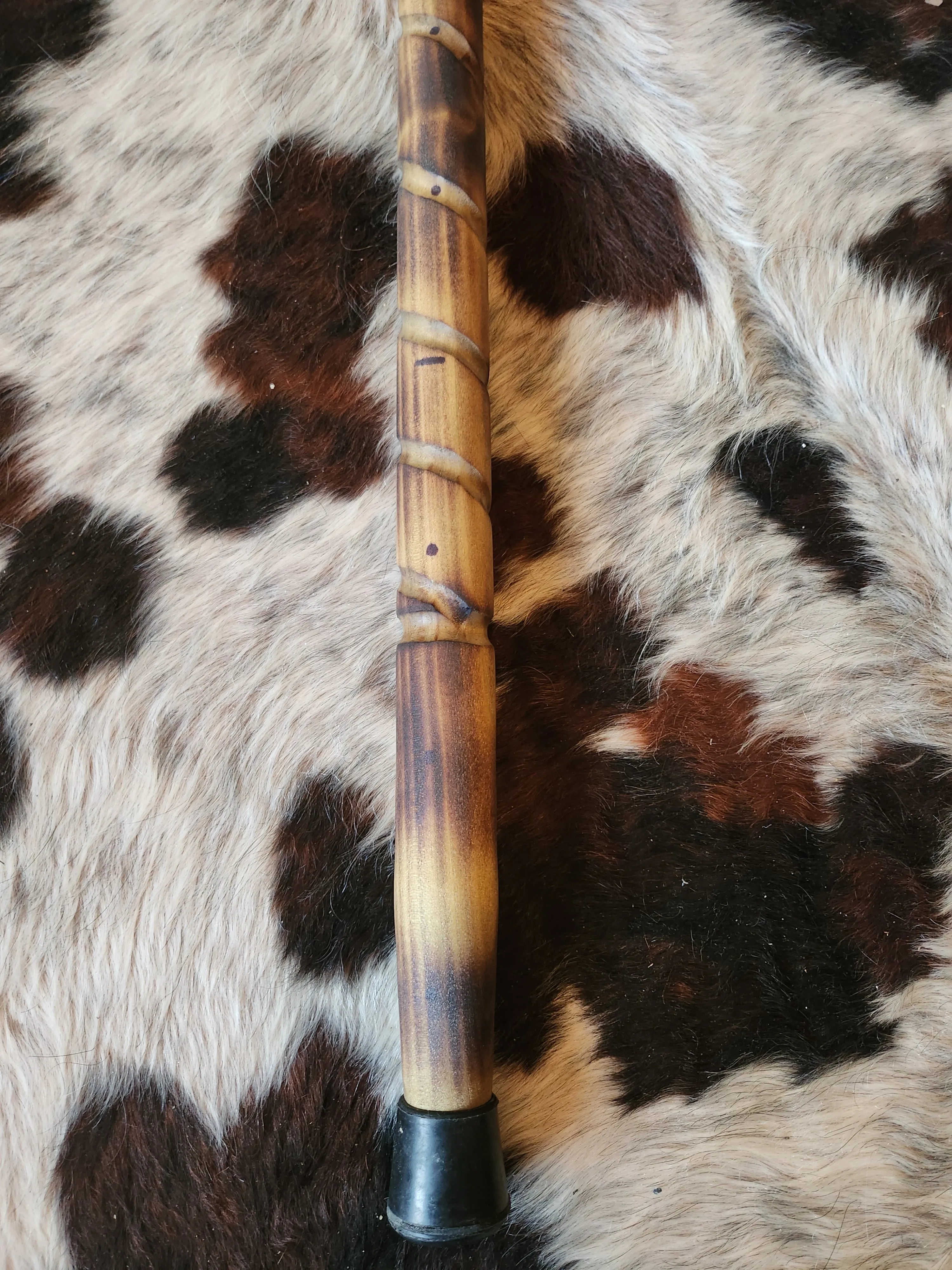Hiking Stick Spiral Design Shou Sugi Ban and Tung oil