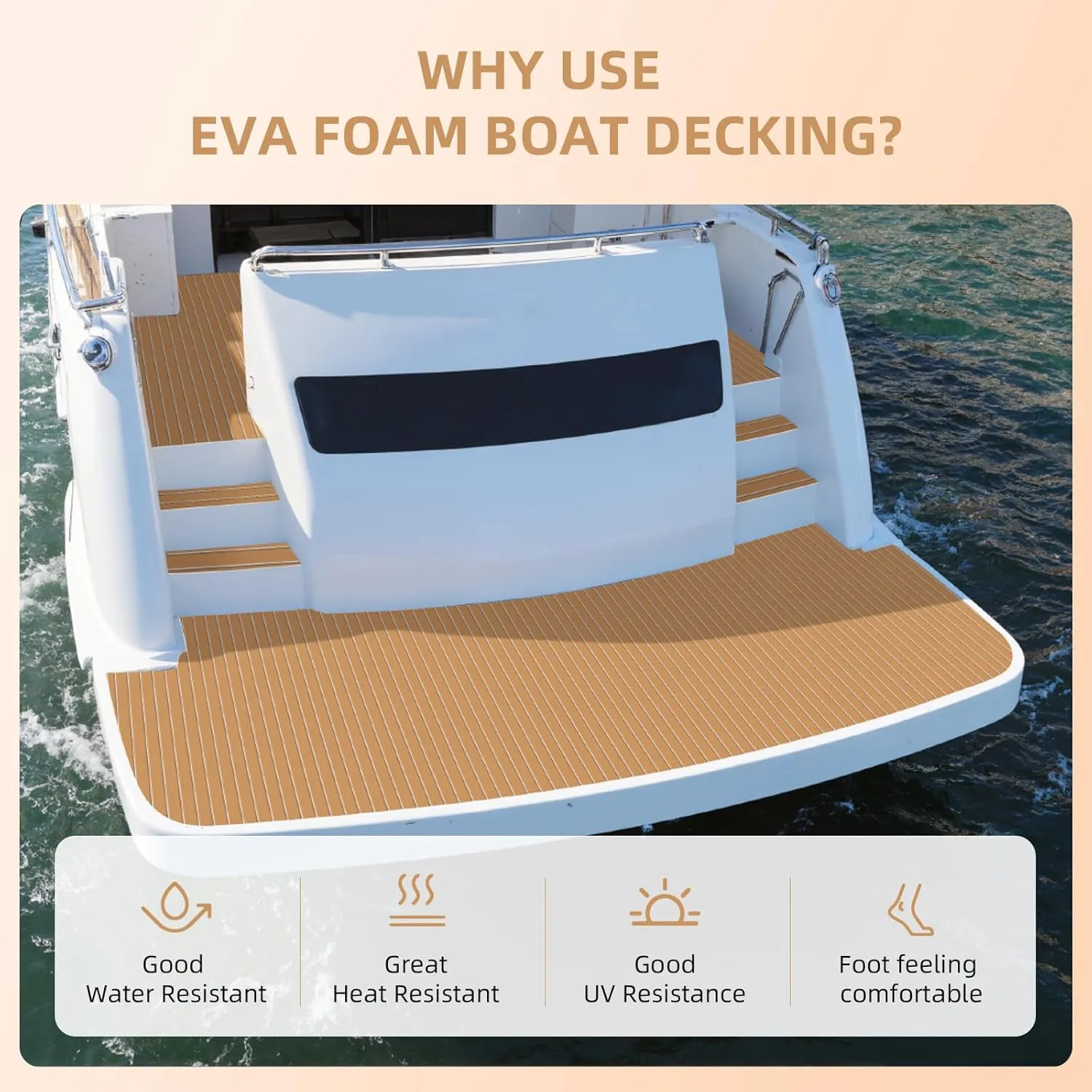 Hjdeck Boat Flooring EVA Foam Decking Sheet Self-Adhesive Boat Decking Foam Boat Flooring Non-Slip Marine Flooring for Boat Yacht Motorboat Kayak RV Swimming 94.5"x45.2"/35.4"/23.6"/16.1"
