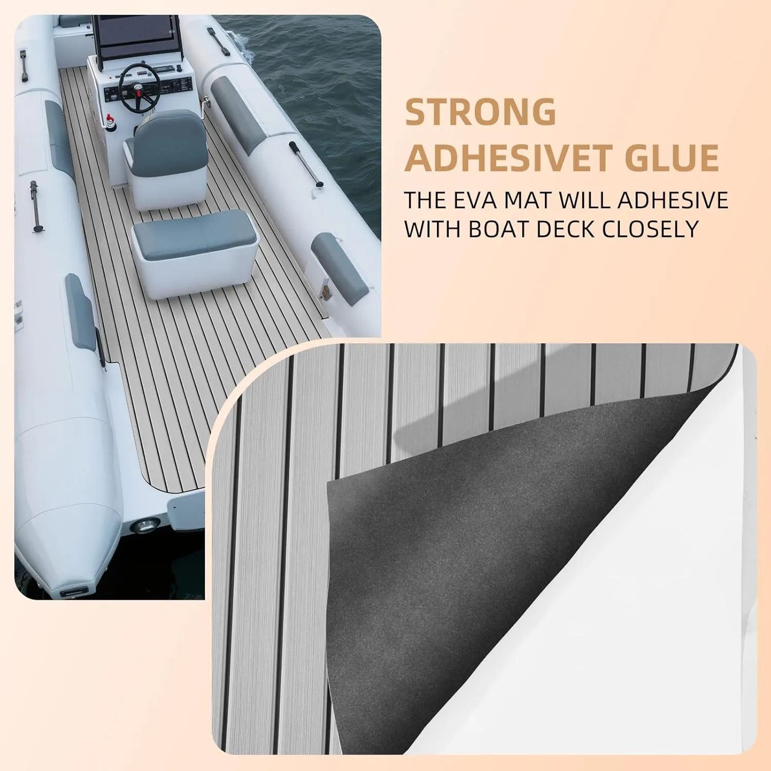 Hjdeck Boat Flooring EVA Foam Decking Sheet Self-Adhesive Boat Decking Foam Boat Flooring Non-Slip Marine Flooring for Boat Yacht Motorboat Kayak RV Swimming 94.5"x45.2"/35.4"/23.6"/16.1"