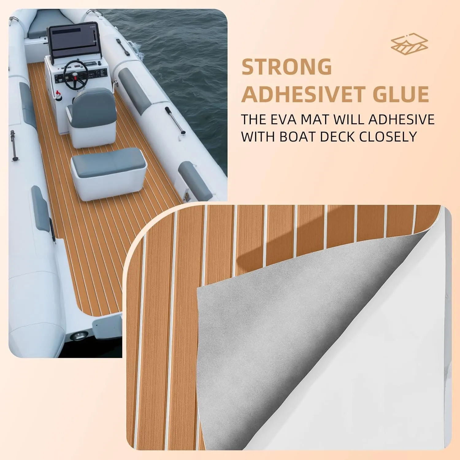 Hjdeck Boat Flooring EVA Foam Decking Sheet Self-Adhesive Boat Decking Foam Boat Flooring Non-Slip Marine Flooring for Boat Yacht Motorboat Kayak RV Swimming 94.5"x45.2"/35.4"/23.6"/16.1"