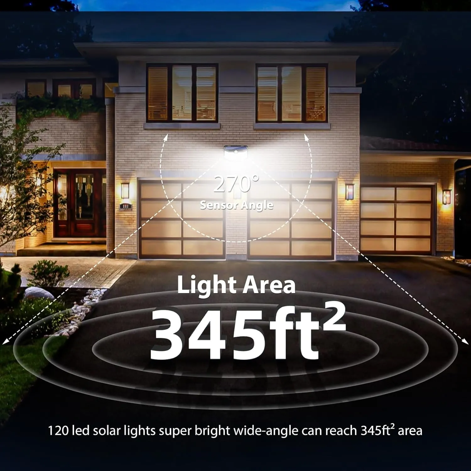 HMCITY Solar Lights Outdoor 120 LED with Reflector and 3 Lighting Modes,Solar Motion Sensor Wall Lights, IP65 Waterproof Solar Powered Wall Lights for Garden Patio Yard Deck Pendant Lights(4Pack)