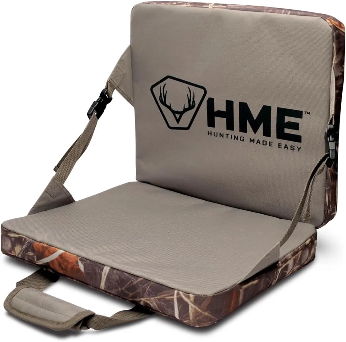 HME Durable Portable Compact Comfortable Weather-Resistant Versatile Hunting Folding Seat Foam Cushion with Adjustable Straps and Storage Pocket
