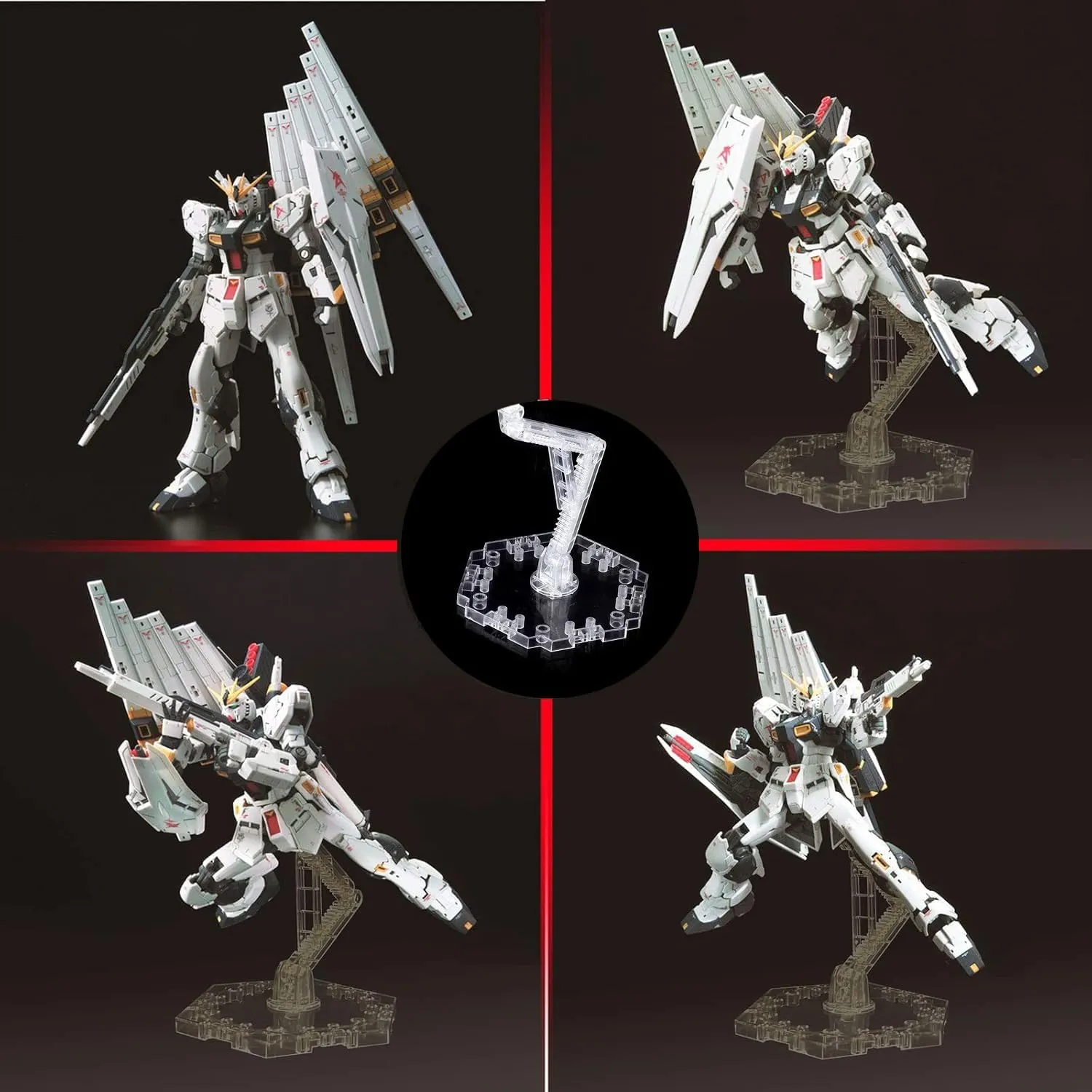 Hobby Action Base Display Stand, Gundam Action Figure Stand - Compatible with MG, RG, HG Universal Models - Transparent 6 Set