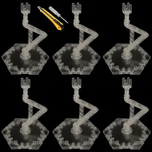 Hobby Action Base Display Stand, Gundam Action Figure Stand - Compatible with MG, RG, HG Universal Models - Transparent 6 Set