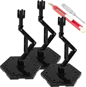 Hobby Model Action Base Display Stand, Gundam Model Stand Action Figure Stand Compatible with MG RG HG Universal Models Stand (3sets Black)