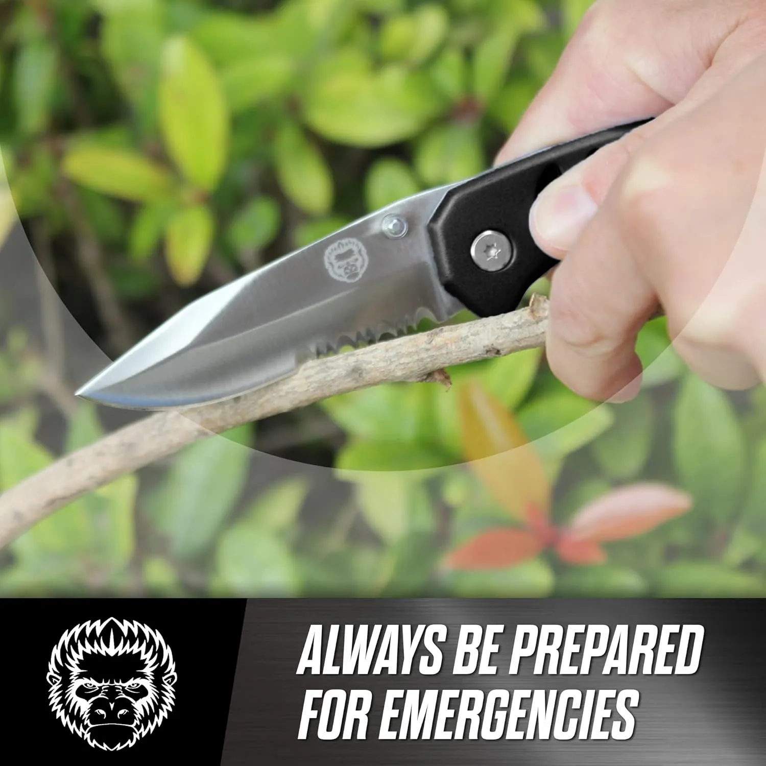 Holtzman's Gorilla Survival 3 Piece Pocket Multitool Utility Knife Gift Set (Black)