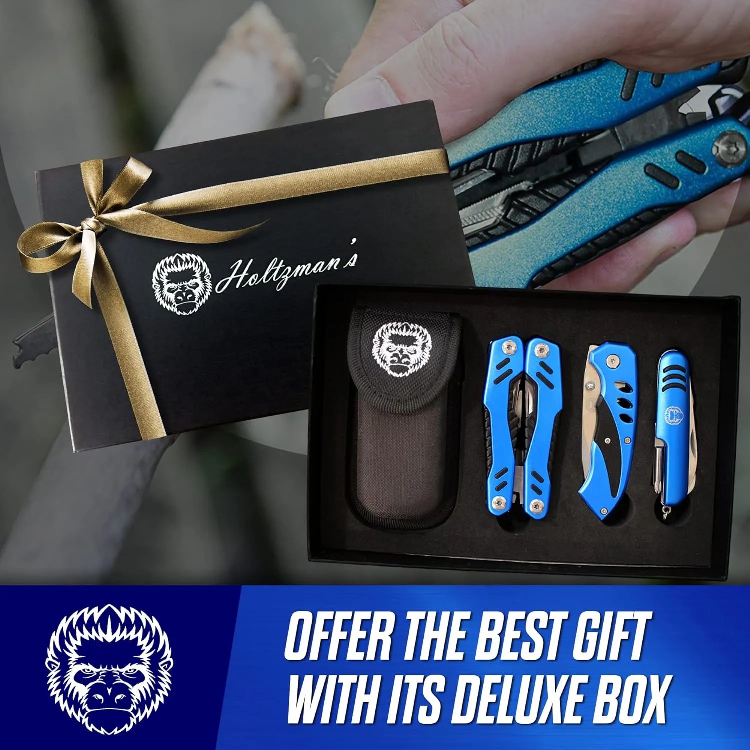 Holtzman's Gorilla Survival 3 Piece Pocket Multitool Utility Knife Gift Set