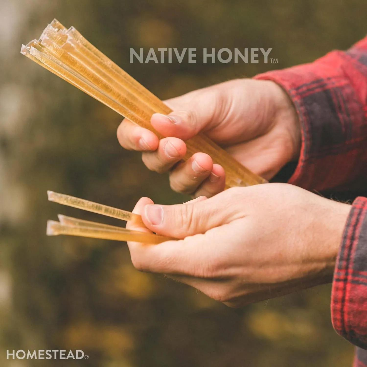 Homestead Honey Native Sticks 100 Count - Pure Wildflower - Individual Packets - Unfiltered Snack for Kids, Hiking, and Tea - Natural, No Additives - 8.25x6x1.25 inches