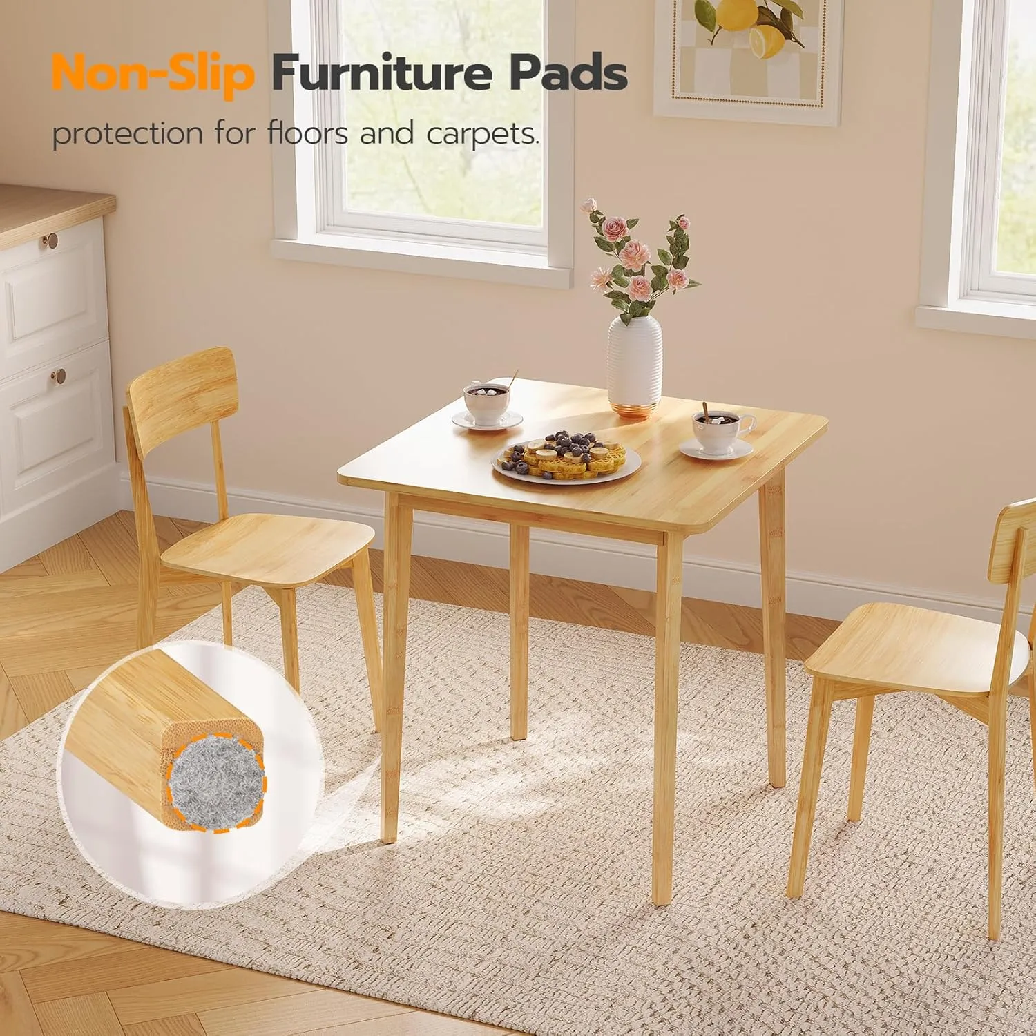 HOOBRO Bamboo Dining Table, Square Dining Table for 2, 27.6" Kitchen Table for Small Space, Writing Table, Easy to Assemble, for Dining Room, Living Room, Office, Kitchen, Apartment, Natural YL70CZ01
