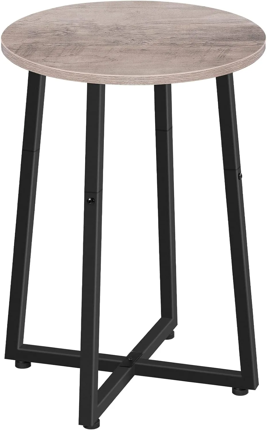 HOOBRO Side Table, Round Accent End Table with Sturdy X-Shaped Metal Frame, 15.7" Round Nightstand, for Living Room, Bedroom, Balcony, Office, Greige and Black BG95BZ01