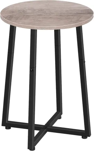 HOOBRO Side Table, Round Accent End Table with Sturdy X-Shaped Metal Frame, 15.7" Round Nightstand, for Living Room, Bedroom, Balcony, Office, Greige and Black BG95BZ01