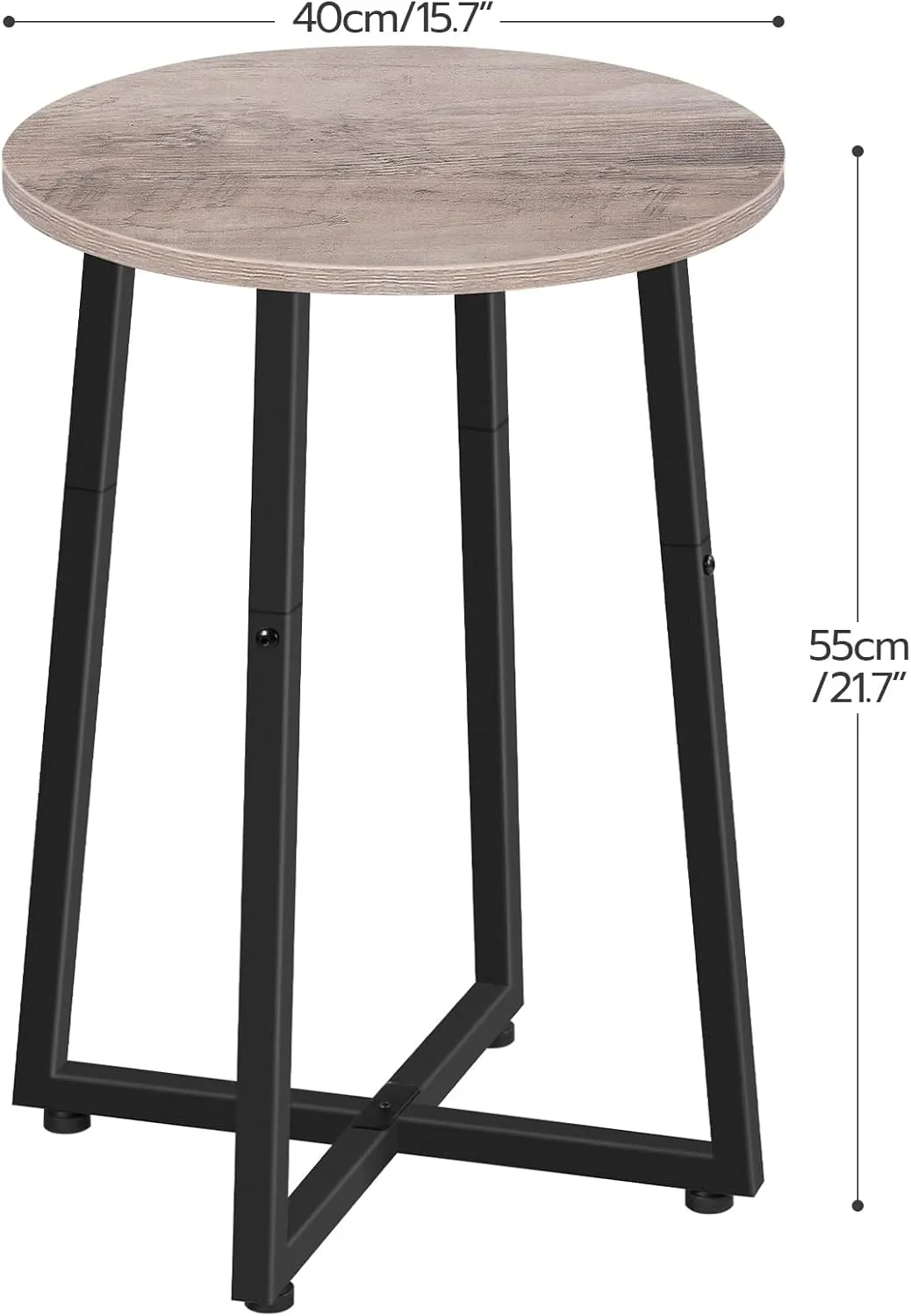 HOOBRO Side Table, Round Accent End Table with Sturdy X-Shaped Metal Frame, 15.7" Round Nightstand, for Living Room, Bedroom, Balcony, Office, Greige and Black BG95BZ01