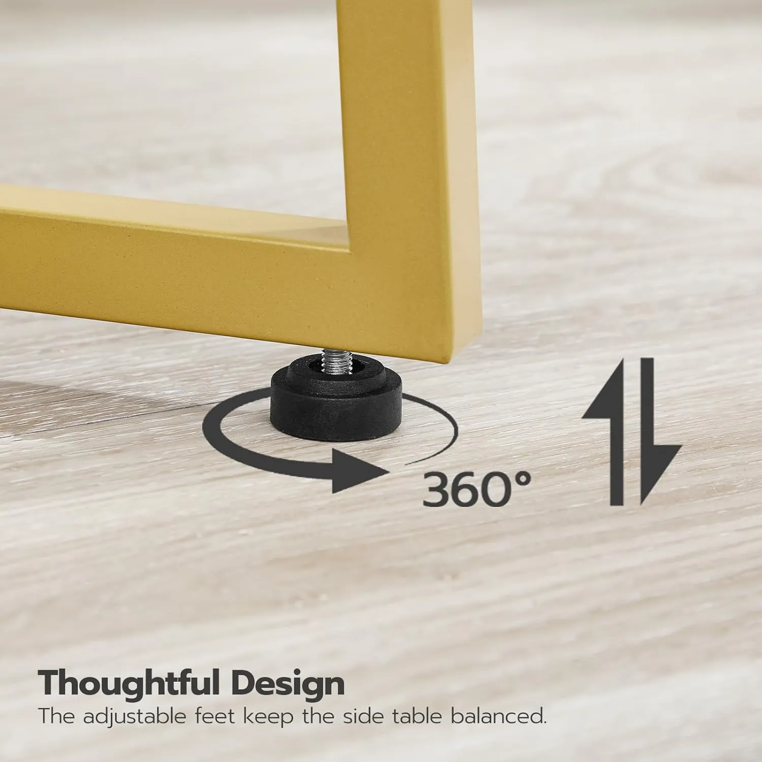HOOBRO Side Table, Round Accent End Table with Sturdy X-Shaped Metal Frame, 15.7" Round Nightstand, for Living Room, Bedroom, Balcony, Office, Marble and Gold DM95BZ01