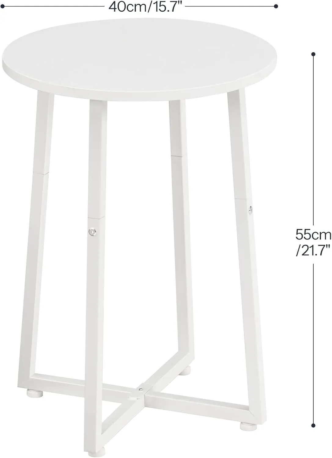 HOOBRO Side Table, Round End Accent Table with Sturdy X-Shaped Metal Frame, 15.7" Round Nightstand, for Living Room, Bedroom, Balcony, Office, White WW95BZ01