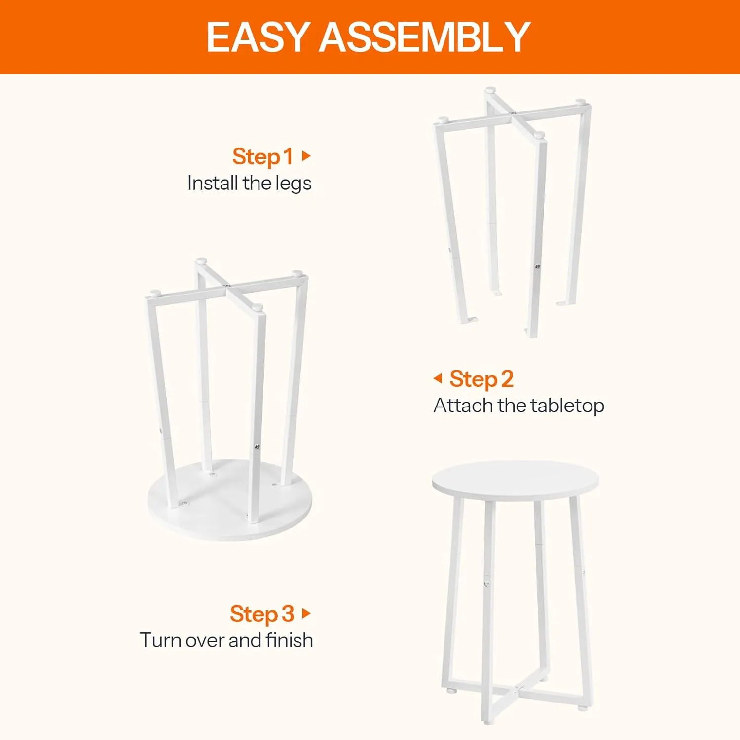 HOOBRO Side Table, Round End Accent Table with Sturdy X-Shaped Metal Frame, 15.7" Round Nightstand, for Living Room, Bedroom, Balcony, Office, White WW95BZ01