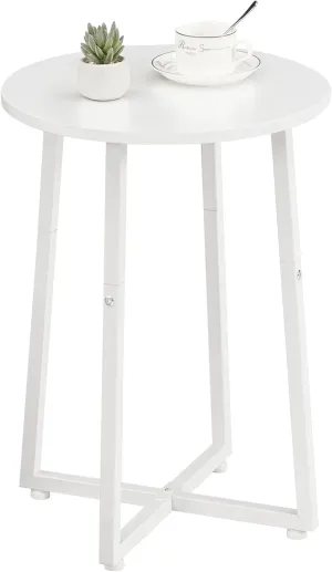 HOOBRO Side Table, Round End Accent Table with Sturdy X-Shaped Metal Frame, 15.7" Round Nightstand, for Living Room, Bedroom, Balcony, Office, White WW95BZ01