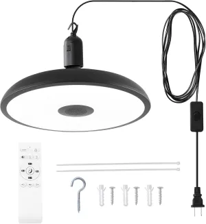 HOREVO Plug in Pendant Light Hanging Light Fixture for Kitchen Island 18W Farmhouse Adjustable Pendant Lighting with Color Change for Kitchen, Bar, Sink, Dining Room, Bedroom, Living Room, Entryway.