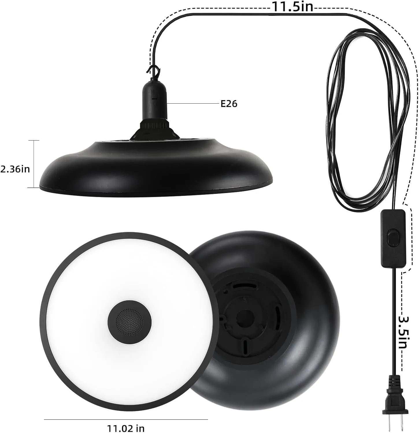 HOREVO Plug in Pendant Light Hanging Light Fixture for Kitchen Island 18W Farmhouse Adjustable Pendant Lighting with Color Change for Kitchen, Bar, Sink, Dining Room, Bedroom, Living Room, Entryway.