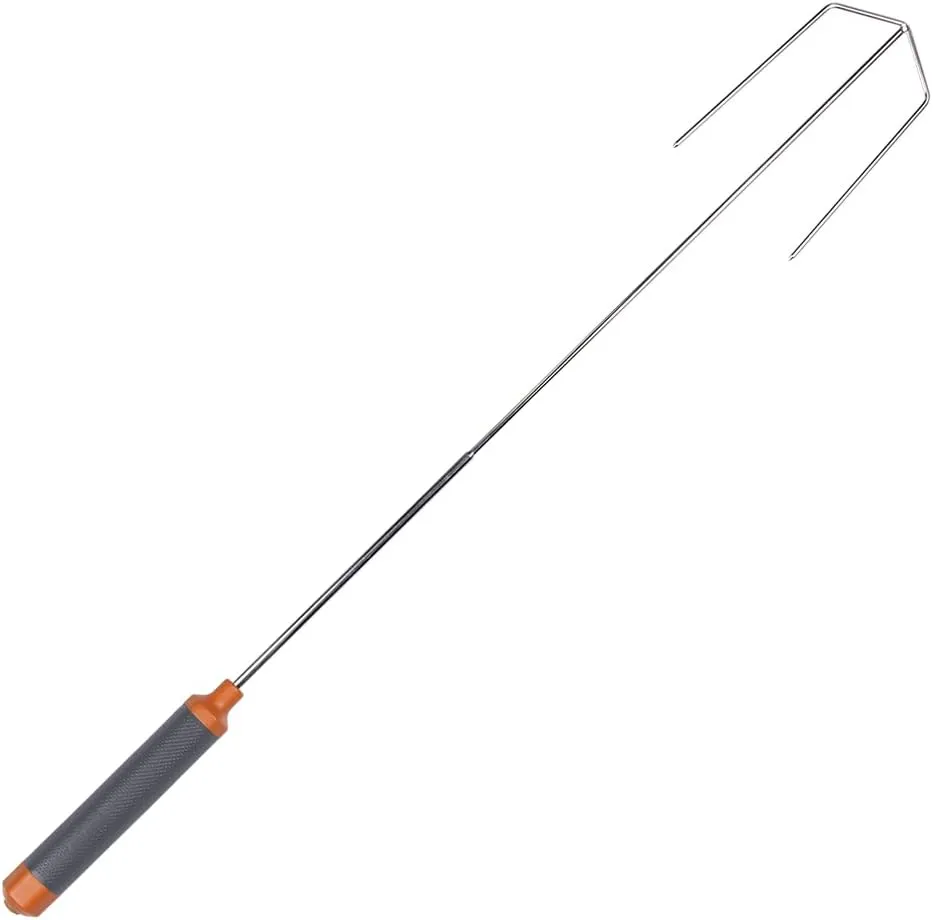 HotRod Automatic Rotating Hot Dog and Marshmallow Roasting Stick – Premium Campfire Tool for S’mores, BBQ, and Camping – Compact, Durable, and Fun for All Ages - ORANGE