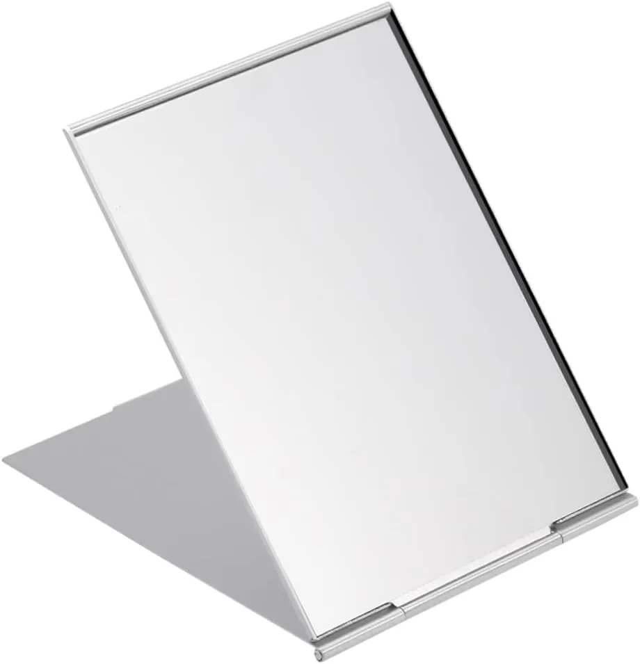 Housoutil 3pcs Portable Makeup Mirror Portable Vanity Mirror Folding Makeup Mirror Single Sided Makeup Mirror High Definition Mirror Square Desk Travel Mirror with Lights Dressing Table