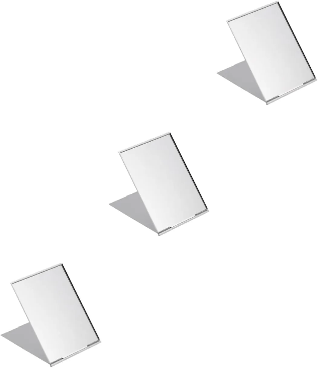 Housoutil 3pcs Portable Makeup Mirror Portable Vanity Mirror Folding Makeup Mirror Single Sided Makeup Mirror High Definition Mirror Square Desk Travel Mirror with Lights Dressing Table