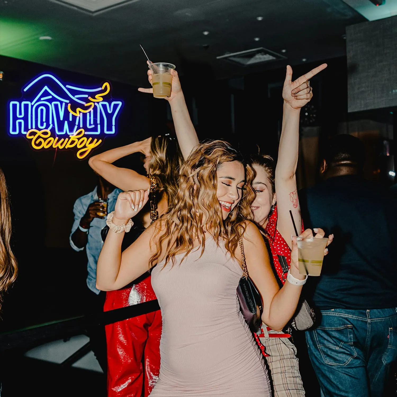 Howdy Cowboy Neon Sign Ladies High Heels Light Up Sign Powered by USB for Wall Decor Dimmable Cowboy Led Neon Light for Man Cave Bar Game Room Boys Girls Room (Blue Yellow)