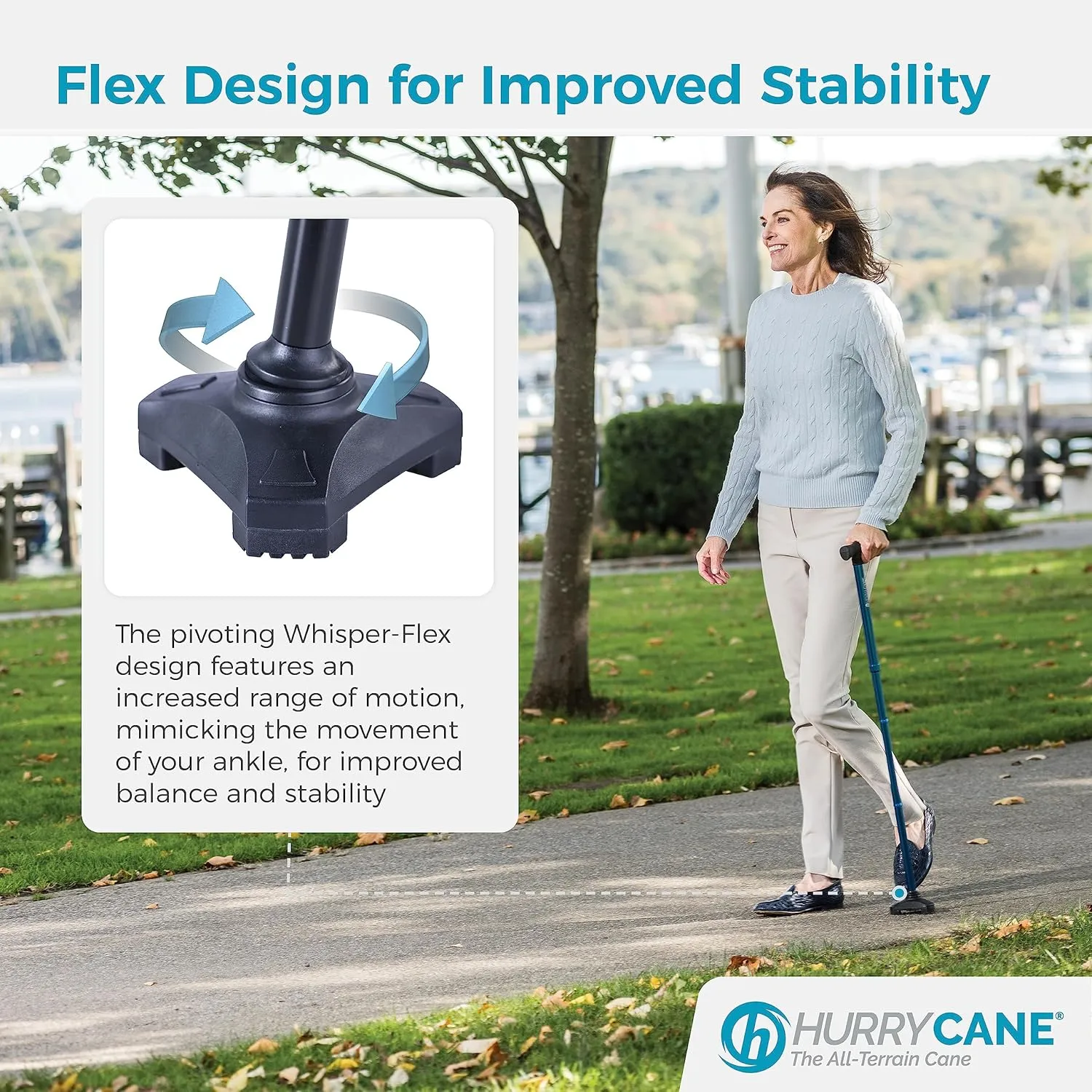 HurryCane Freedom Edition Foldable Walking Cane with T Handle