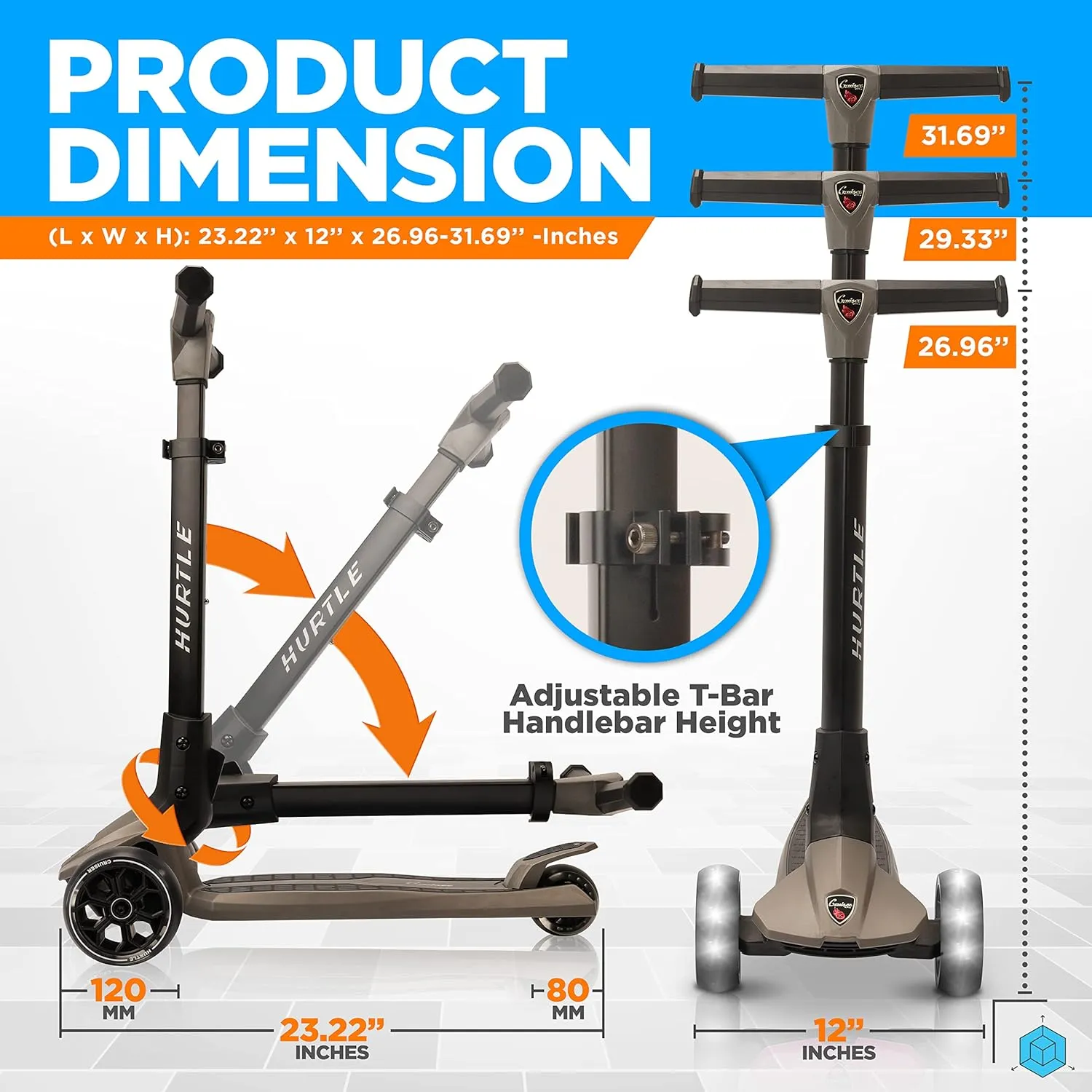 Hurtle Kids Scooter - Child Toddler Kick Scooter Toy