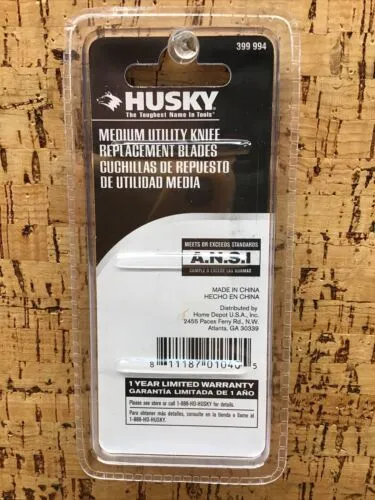 Husky Medium Utility Knife Replacement blades Lot Of 5 New