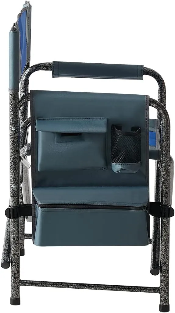 IANIYA Camping Chair Lightweight Oversized Folding Camping Chair with Side Table and Storage Pockets (STEEL BLUE)