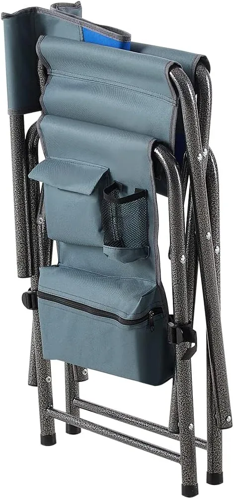 IANIYA Camping Chair Lightweight Oversized Folding Camping Chair with Side Table and Storage Pockets (STEEL BLUE)