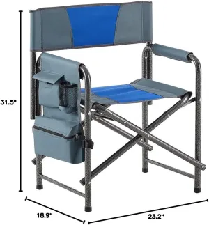IANIYA Camping Chair Lightweight Oversized Folding Camping Chair with Side Table and Storage Pockets (STEEL BLUE)