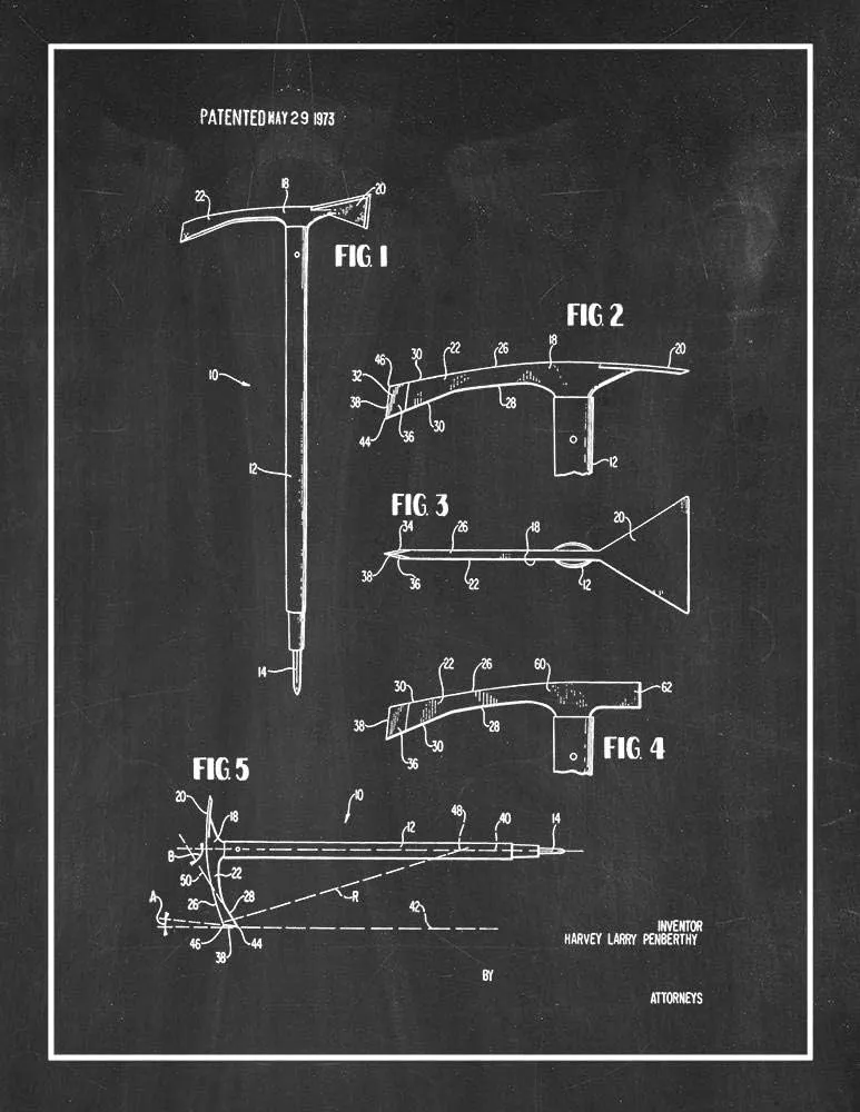 Ice Axe Patent Print Chalkboard with Border (24" x 36") M12292