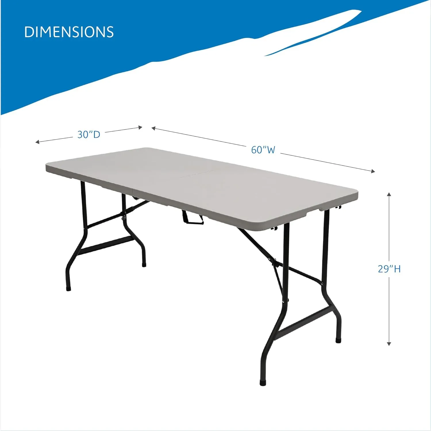 Iceberg IndestrucTable Too Classic, Center-Folding Table, Indoor/Outdoor, 350 lbs Weight Capacity, 60” x 30” x 29” - 65453